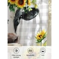 thumbnail image 6 of Cow Sunflower Sheer Curtains 63 inches Long, Plant Farm Flower Gray Plaid Light Filtering Sheer Window Curtains Rod Pocket Voile Drapes for Bedroom Living Room, 52"W x 63"L 2 Panels, 6 of 7