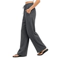 thumbnail image 5 of Maplenight Wide Leg Pants for Women Cotton Elastic Waisted Flowy Casual Trousers with Pockets Drawstring Loose Fit Palazzo Pants for Beach​, 5 of 5