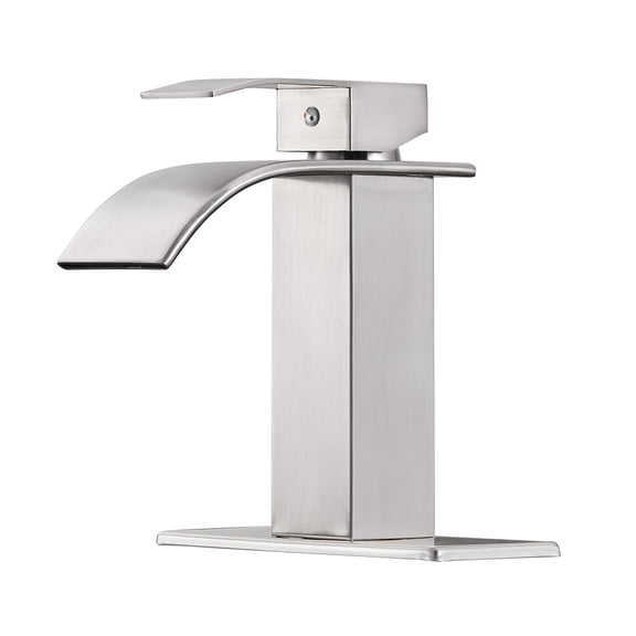 Arc Waterfall Single Handle Single Hole Bathroom Faucet in Brushed Nickel