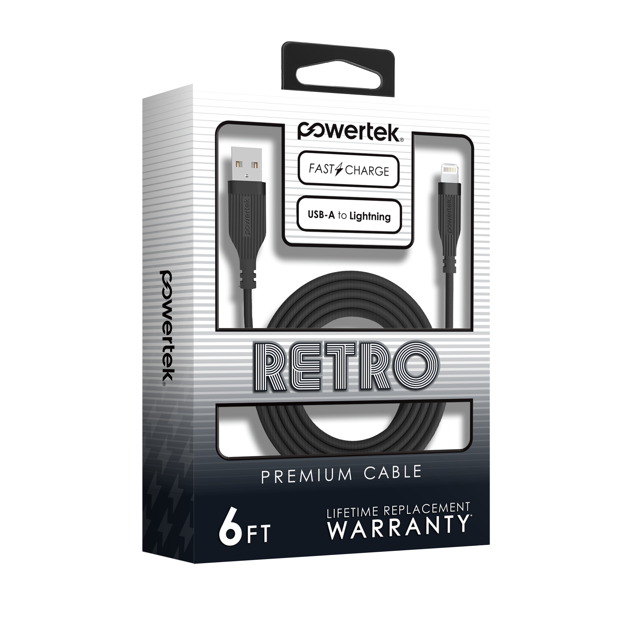 Liquipel Powertek Retro USB-A to Lightning - Black