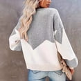thumbnail image 4 of Women Crew Neck Pullover Sweater Fashionable Casual Loose Color Blocking Women Long Sleeve Sweater Grey L, 4 of 6