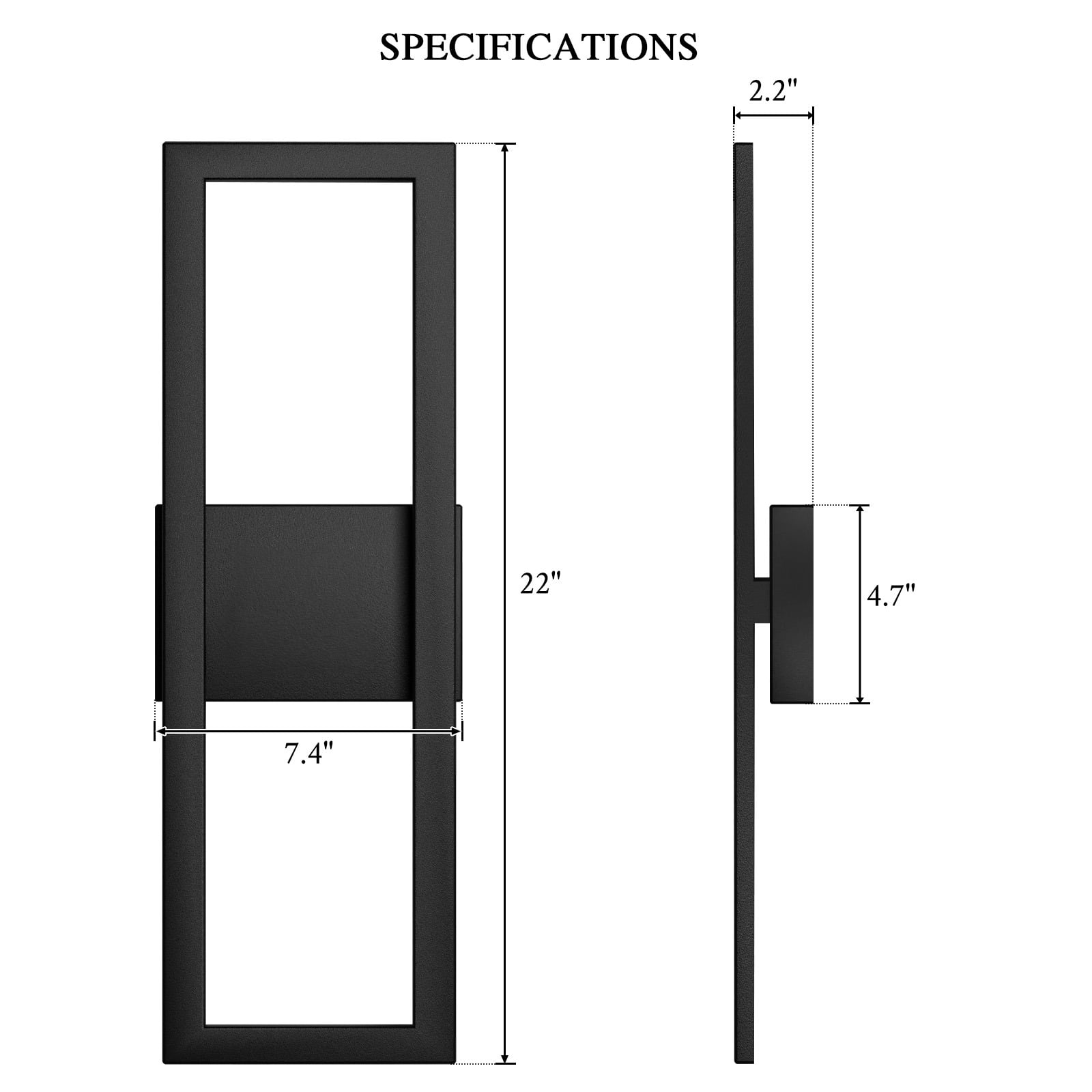 Modern LED Wall Sconces Porch Wall Lights Rectangular Exterior Wall Sconce 3000K, Matte Black Outdoor Wall Lights for for Front Door House Garage Indoor 2PC