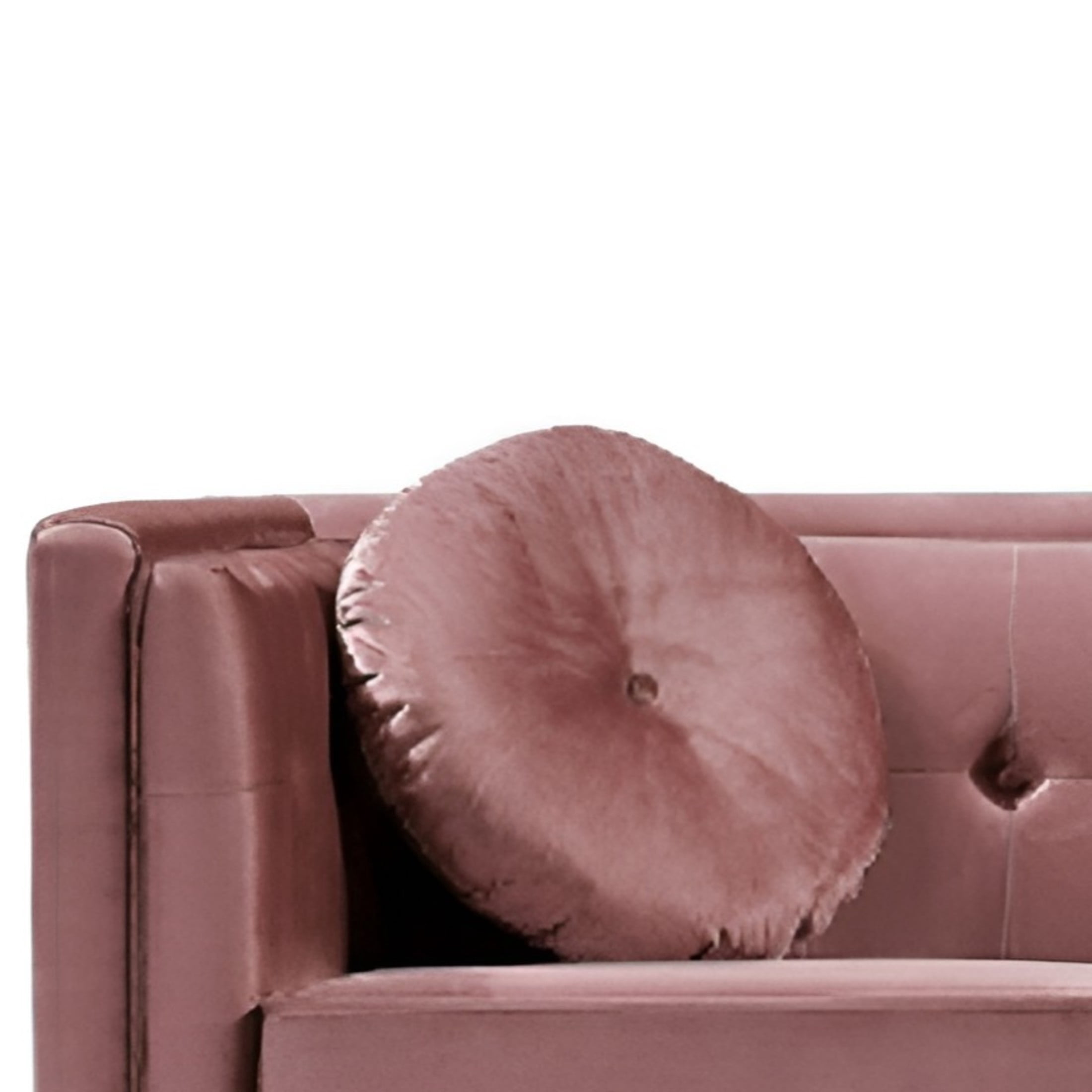 GDF Studio 80.7" Chesterfield Tufted Sofa with Square Arms, Crushed Velvet Upholstery, Rose