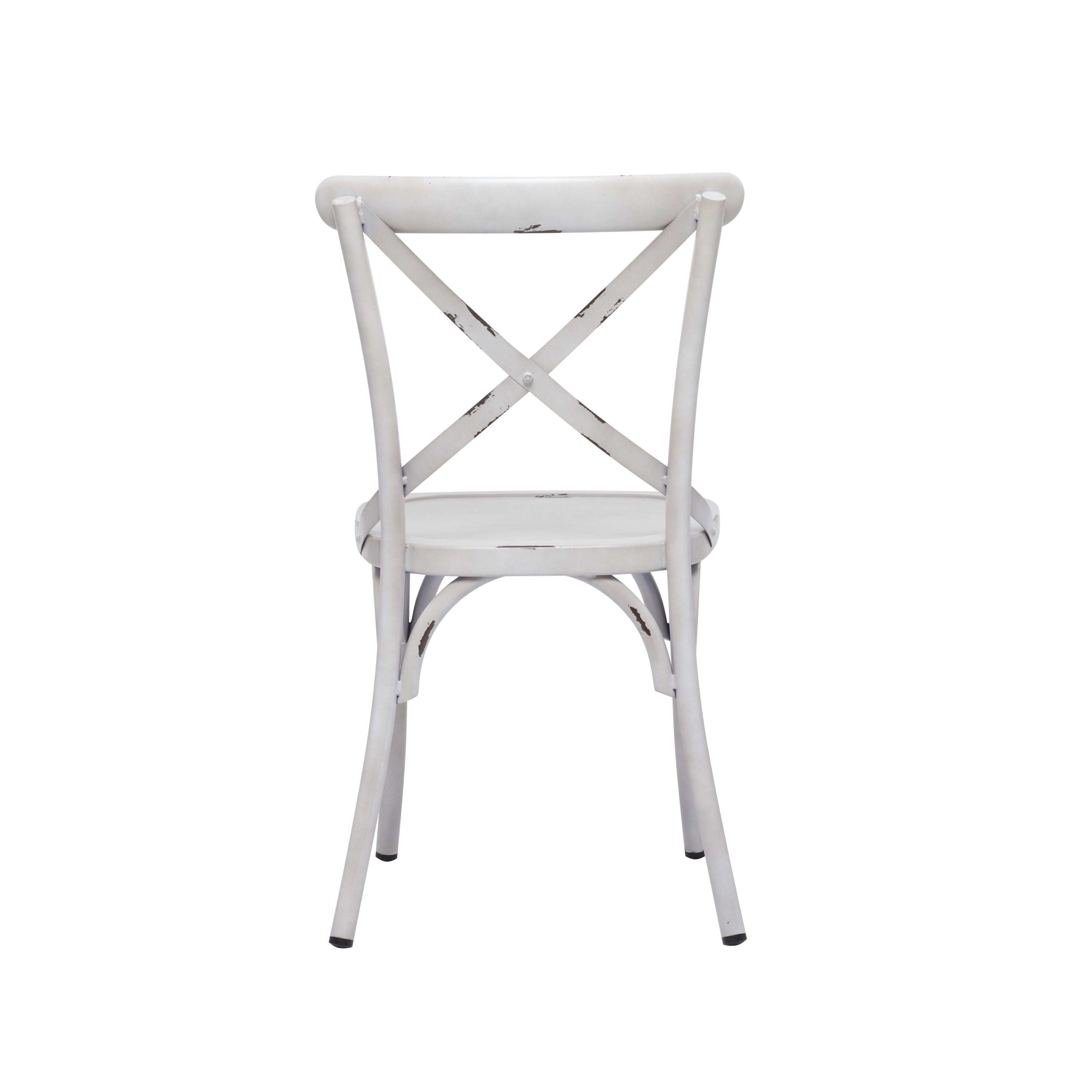 DecMode 19"W, 35"H Metal Farmhouse Outdoor Dining Chair, White, 2-Piece