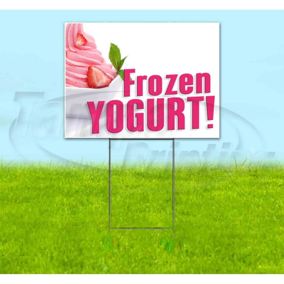 Frozen Yogurt (18" x 24") Yard Sign, Includes Metal Step Stake