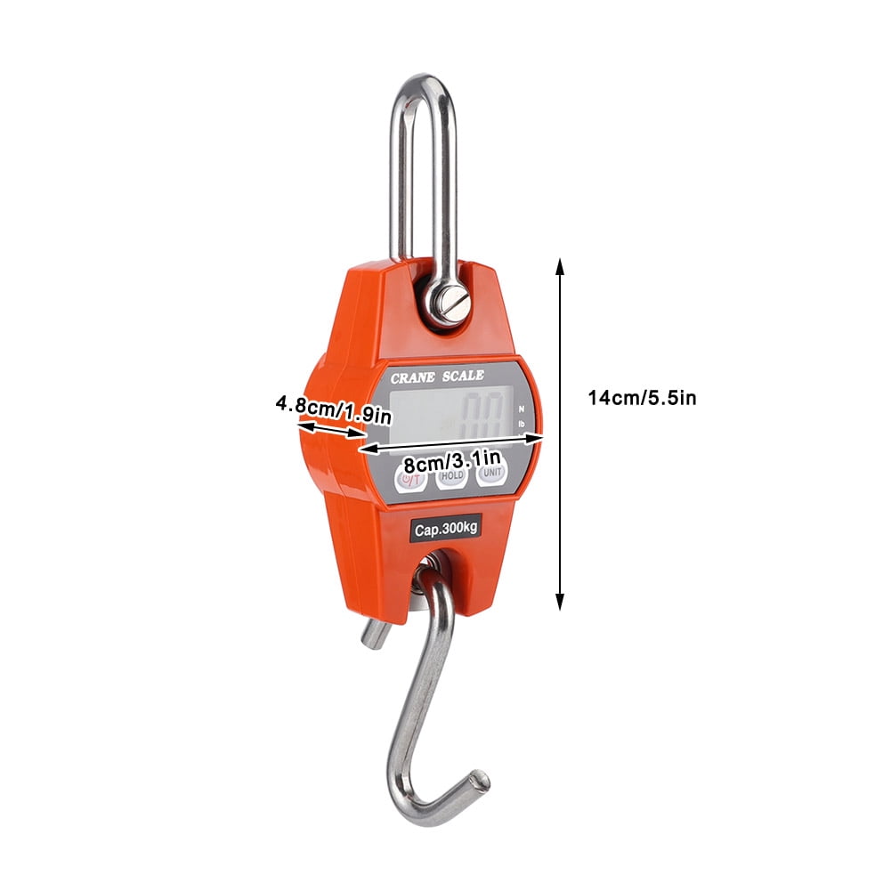 LeafyLuxeABS, Stainless Steel Electric Scale, Weighing Scale, Mini Portable Digital LCD Display Hanging Scale Electronic Weighing Scale 300kg/600lb Orange
