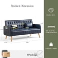 thumbnail image 6 of LAZZO 57" Faux Leather Loveseat Sofa, Tufted Couch with USB Charging Ports and Side Pockets, Blue, 6 of 8