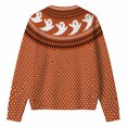 thumbnail image 3 of HAYIMI Womens Halloween Ghost Button‑Front Knit Cardigan Long Sleeve Geometric Loose Cozy Fall Holiday Sweater, 3 of 5