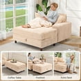 thumbnail image 5 of 54" Oversized Chaise Lounge Chair Indoor,  Sofa Bed with Storage and Ottoman, Upholstered Reading Chairs Cloud Couches, Khaki, 5 of 8