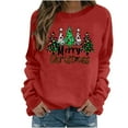 thumbnail image 2 of Uootdi Christmas Long Sleeve Sweatshirt for Women Funny Holiday Xmas Tree Graphic Pullover Gift Top Fashion Merry Holiday Light weight Shirt, 2 of 3