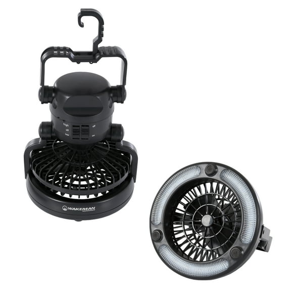 Wakeman LED Lanterne, 2 en 1 Alimenté par Batterie Ventilateur et Lanterne à l'Extérieur (Ventilateur Portable)