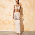 thumbnail image 2 of Conjuntos de pareo de punto de crochet informales TEELYNN para mujer, top corto calado vintage, faldas de bikini de cintura alta, trajes de playa bohemios de verano, 2 of 5