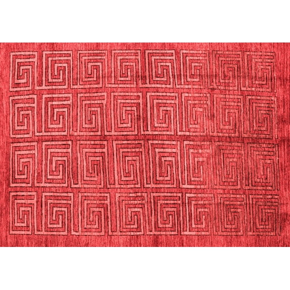 Ahgly Company Indoor Rectangle Abstract Red Modern Area Rugs, 2' x 5'