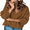 Brown, variant on DOKOTOO Sweaters for Women V Neck Long Sleeve Crochet Knit Pullover Lightweight Sweater Drop Shoulder Casual Fall Winter Tops S-2XL