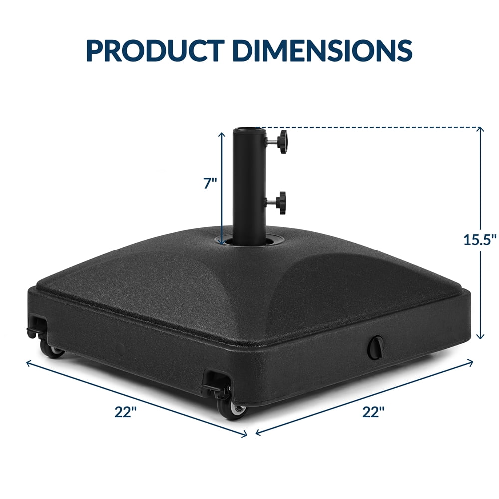 Yaheetech 22" Square Fillable Patio Umbrella Base with Rolling Wheels, Black