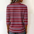thumbnail image 6 of JULMCOMO Shirts for Women Striped Crew Neck 3/4 Sleeve Casual Loose Fit T Shirts Color Block Comfy Trendy Summer Tops Deep Red XL, 6 of 6