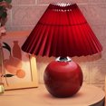 thumbnail image 2 of Muyoka ALIMARO Lámpara de mesa plisada nórdica Lámpara de noche plisada LED alimentada por USB Lámpara de mesita de noche plisada para el cuidado de los ojos con luz cálida plisada junto a la lámpara Muyoka Hogar, 2 of 2