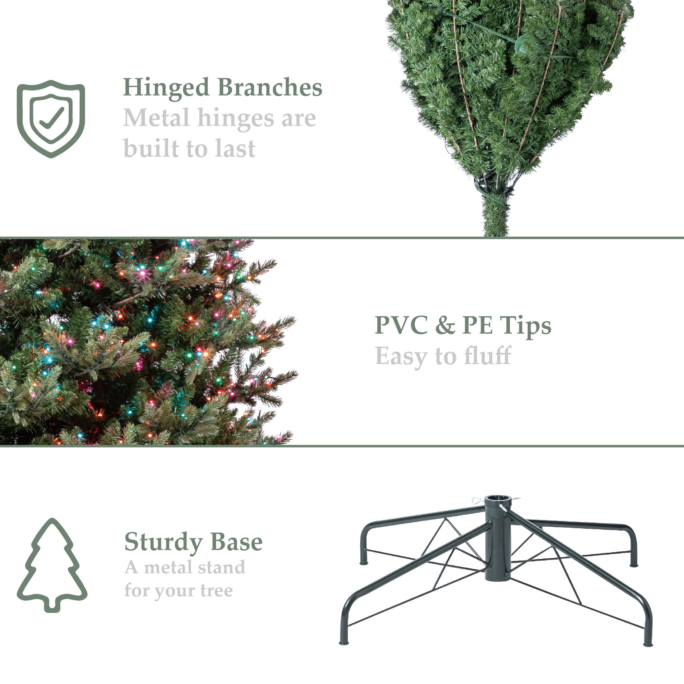 My Texas House 12' Pre-Lit Grand Spruce Green Artificial Christmas Tree with LumaDazzle Color-Changing Twinkle LED Lights, Quick Set, and Stand
