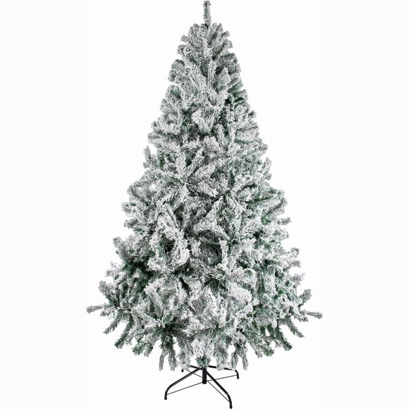 Arbol de Navidad Verde Nevado 1.6m Pino Navideño con Escarcha de Nieve