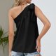 thumbnail image 4 of Camiseta sin mangas para mujer, con tirantes de un solo hombro, pajarita, ajuste holgado, Top informal de verano, negro L, 4 of 6