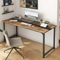 thumbnail image 2 of DECMAY Computer Desk Large Office Desk, Gaming Desk Writing Desk Work Desk for Home Office, Study, Modern Simple Wooden Desk, Large Legroom, Metal Frame, Rustic/Black, 2 of 17