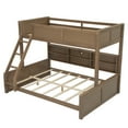 thumbnail image 6 of Harper & Bright Designs Twin XL over Queen Bunk Bed with Storage Shelves, Solid Wood Bedframe with Cabinets & USB Ports, Wood, 6 of 13