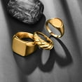 thumbnail image 2 of 3Pcs Stainless Steel Rings for Men Women Gold Minimalist Twisted Ring Band Couple Ring Set Size 7-12, 2 of 6