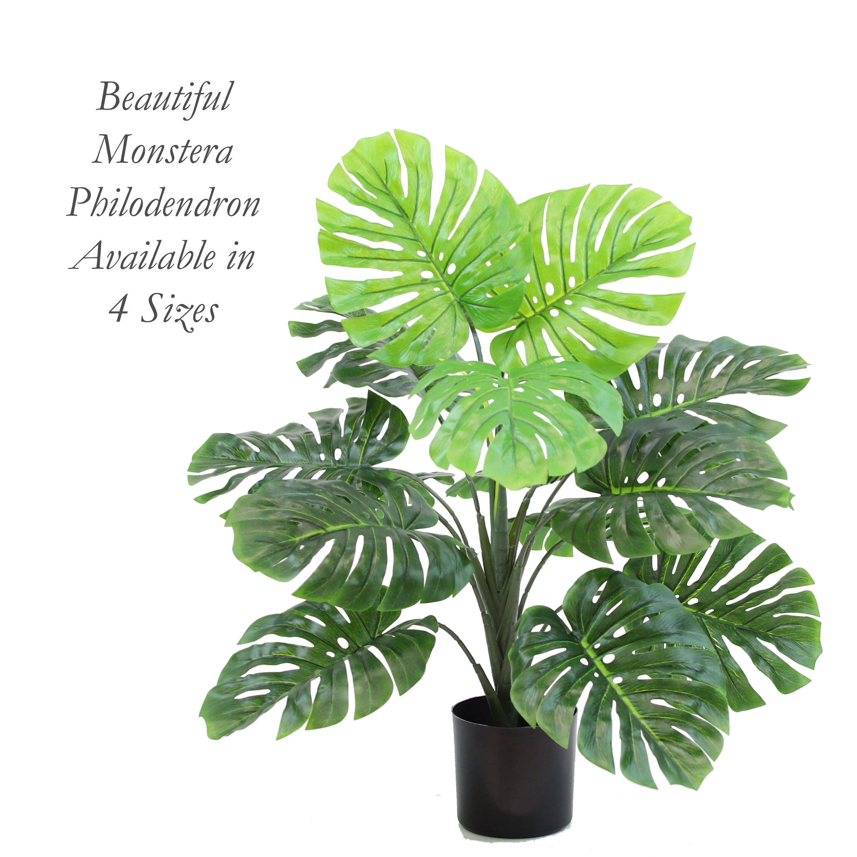The Mod Greenhouse 50" Artificial Green Monstera Plant in a Black Matte Planter Pot