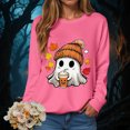 thumbnail image 2 of Enyan Womens Halloween Shirts Spooky Season Long Sleeve Ghost Graphic Shirt Fall Pumpkin Tops Halloween Shirt Women Hot Pink,XL, 2 of 7
