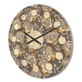 thumbnail image 3 of Designart 'Golden Rose Flowers On Gray' Mid-Century Modern Wood Wall Clock, 3 of 5