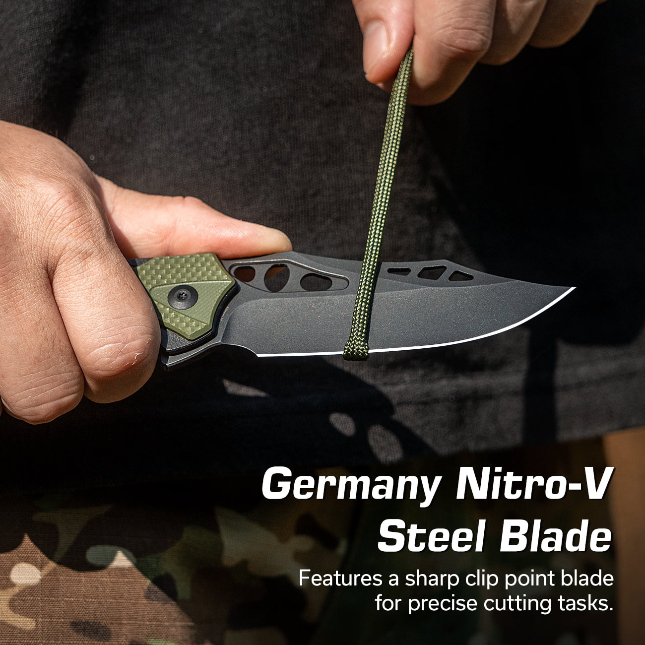 CIVIVI Biophase Pocket Folding Knife with 3.48" Nitro-V Blade, Black Aluminum with OD Green Coarse G10 Handle C23083C-2