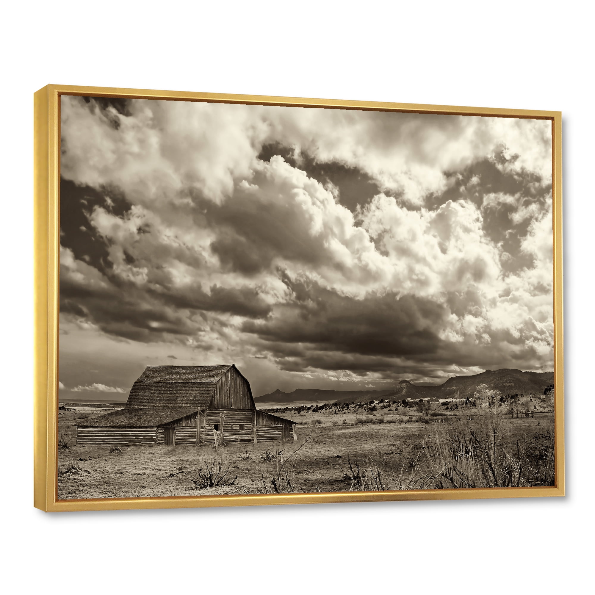 Designart 'Clouds After The Rain On The Prairie' Traditional Framed Canvas Wall Art Print