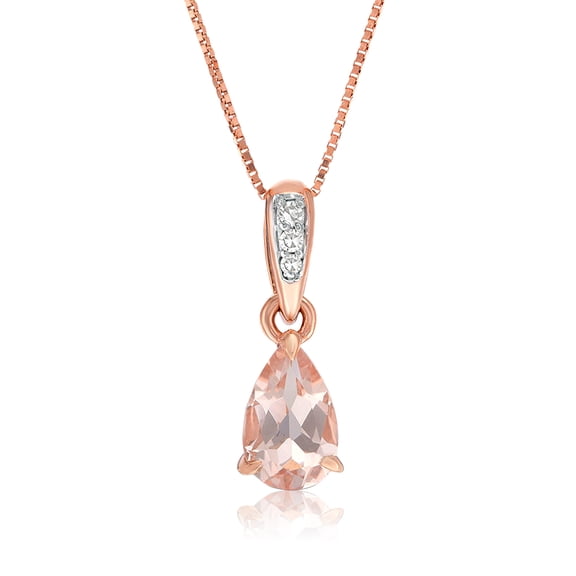 Morganite Pendant with Diamond in 10K Rose Gold