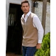 thumbnail image 4 of Kallspin Men's Wool Blend Sweater Vest Cable Knit V Neck Knitted Sleeveless Pullover(Coffee,Small), 4 of 6