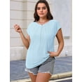 thumbnail image 5 of Womens Summer Pleated Dressy Casual Cap Short Sleeve Sleeve T-Shirts Sky Blue XL, 5 of 9