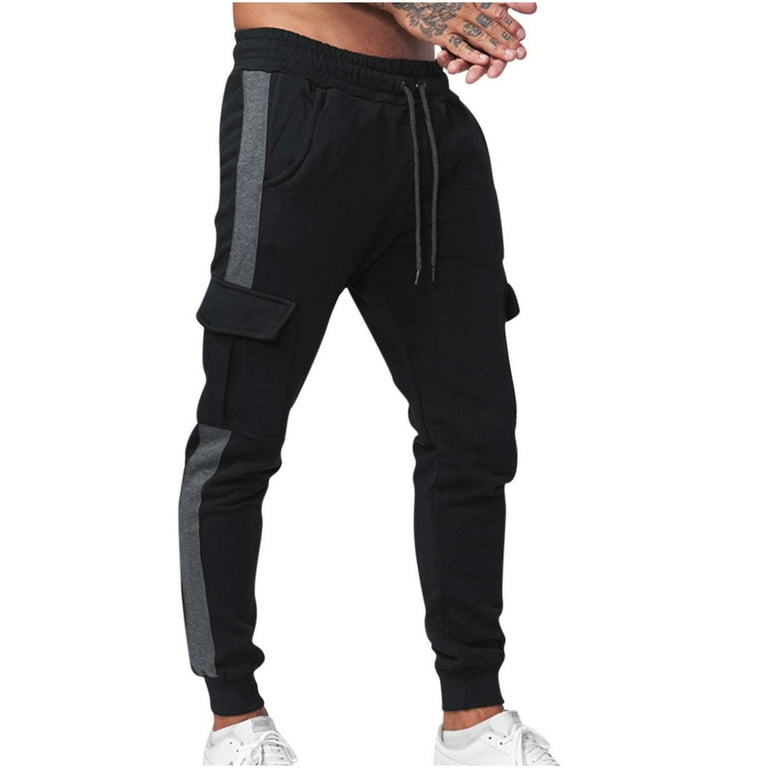 VSSSJ Mens Cargo Pants Oversized Fit Solid Color Drawstring Elastic Waist  Long Pants with Multi-Pockets Cotton Fashion Joggers Sport Pants Green XXXL  