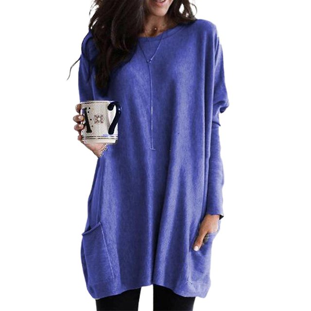 Plus Size Pull à Manches Longues pour Femmes Hauts Longs Décontractés Chandails en Molleton T-Shirts