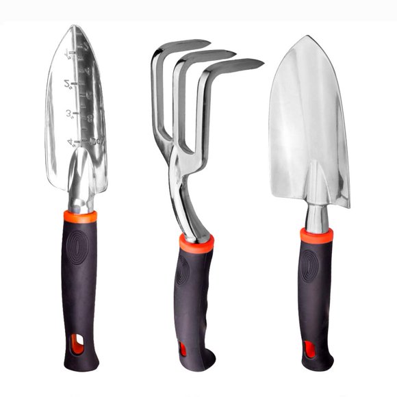 Yongkist Ensemble d'Outils de Jardin 3 Pcs, Trousse de Jardinage Robuste en Aluminium Coulé Incluant Truelle à Main, Truelle de Transplantation et Cultivateur Ha