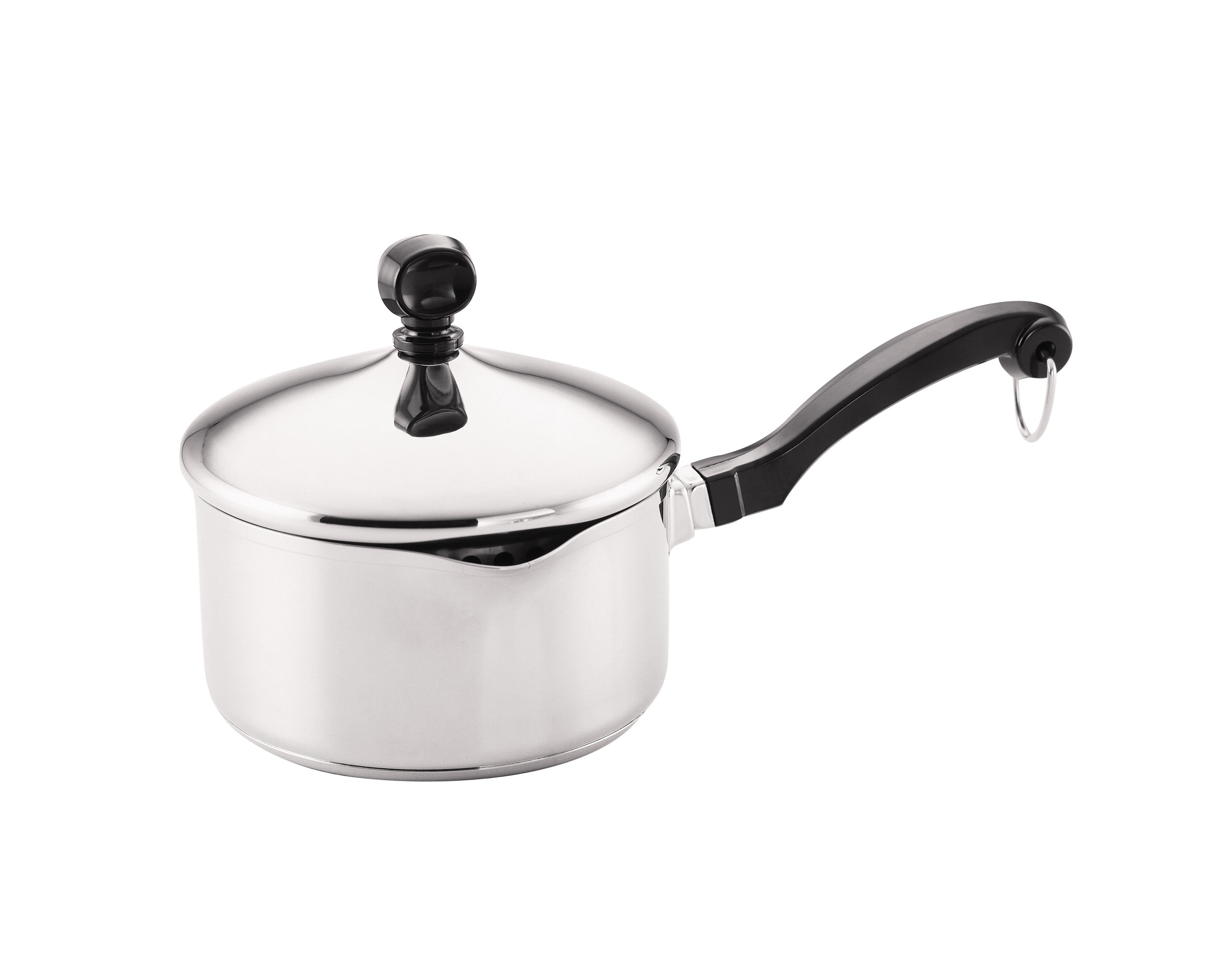 Farberware Classic Stainless Steel Straining Saucepan with Lid, 1-Quart,  Silver