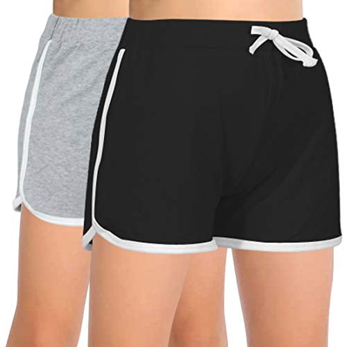 GORLYA 2 Pack Girl's Active Wear Play up Workout Gym Athletic Sport Running Casual Dolphin Shorts 