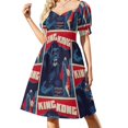 thumbnail image 3 of Vestido de manga corta con diseño de arco ascendente geométrico retro 622, vestidos de fiesta para mujer, vestidos para eventos especiales., 3 of 7