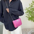 thumbnail image 1 of Bolso de mujer PU Bolso de hombro simple Bolso de mensajero cuadrado de color sólido (Rosa roja), 1 of 6