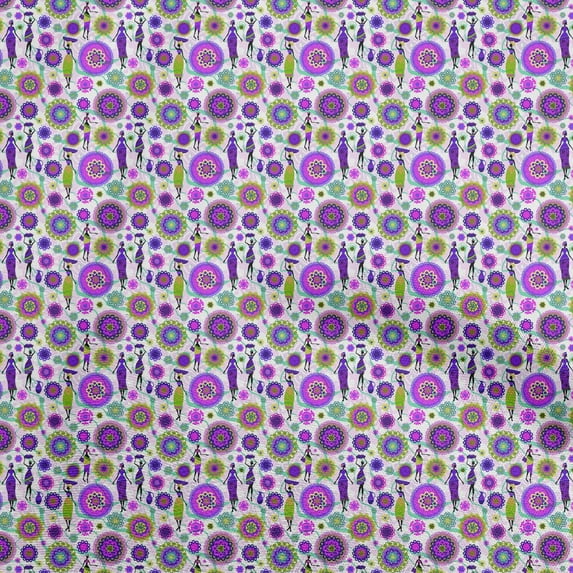 oneOone Georgette Viscose Purple Fabric African Fabric For Sewing Printed Craft Fabric By The Yard 42 Inch Wide