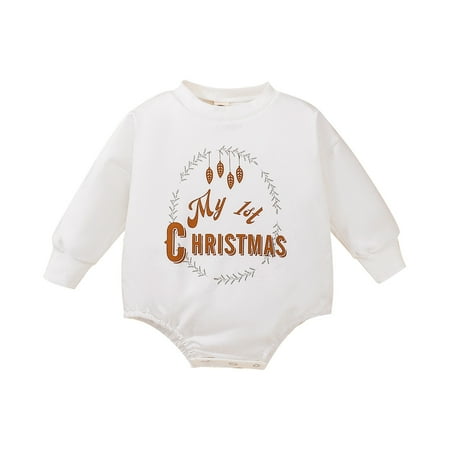 

Toddler Kids Girls Boys Cute Christmas Letters Prints Romper Jumpsuit Cloths For 3-6 Months