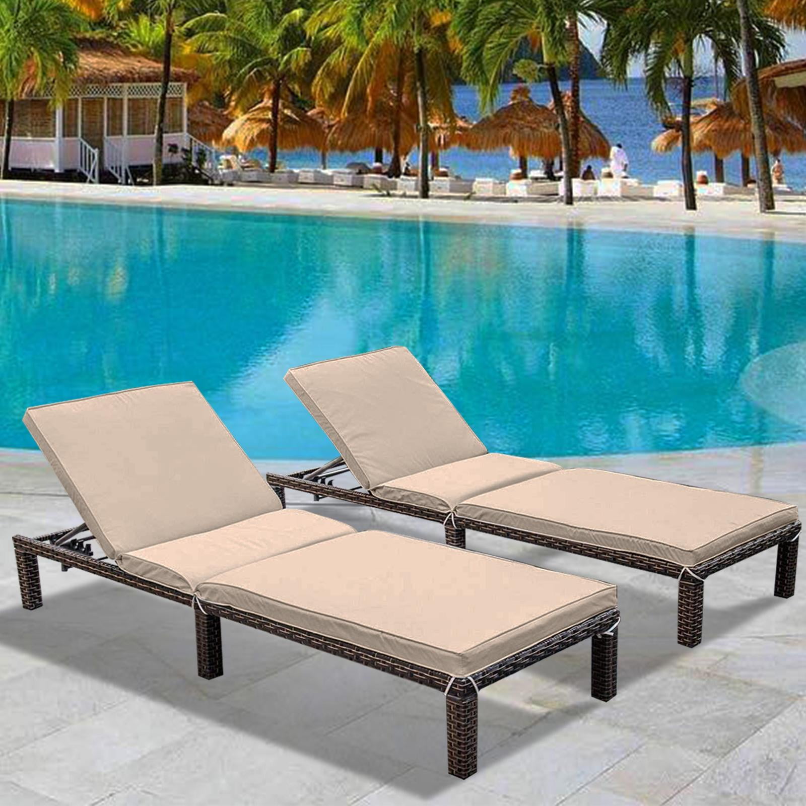 Magic Union Outdoor Rattan Wicker Chaise Lounge Chair with Adjustable