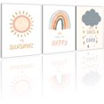 thumbnail image 2 of Nursery Canvas Wall Art 3 Pieces Framed Boho Sun Rainbow Cloud Painting Poster You Are My Sunshine Artwork Prints Decor for Baby Girls Bathroom Bedroom Living Kids Room Wall Hanging 12"x16", 2 of 4