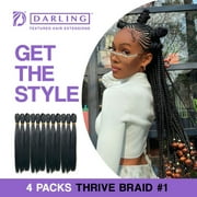 (4 pack) Darling Pre-Stretched Thrive Braid Hair 3X Pack, Adult, 52 inch, #1, Female