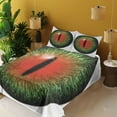 thumbnail image 3 of Ambesonne Reptile Fitted & Top Sheet Set with Shams, Exotic Cat Eye Egypt, Black Green Red, 3 of 5