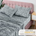 thumbnail image 6 of Lux Decor 4 Piece Queen Sheet Set, Brushed Microfiber Paisley Printed Bed Sheet Set with up to 16" Deep Pocket Fitted Sheet, Flat Sheet & 2 Pillowcases - Easy Care (Grey), 6 of 9