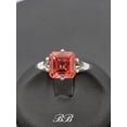 thumbnail image 2 of 8mm Lab Orange Padparadscha Sapphire, Asscher Cut, 925 Unplated Sterling Silver, 2 of 4